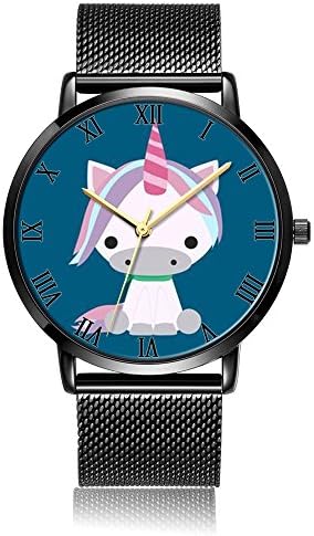 Kusa Fashion Unicorn Wrist Watch, Unicorn Pattern Design Silver Steel with Stainless Steel Wrist Watch For Women and Men