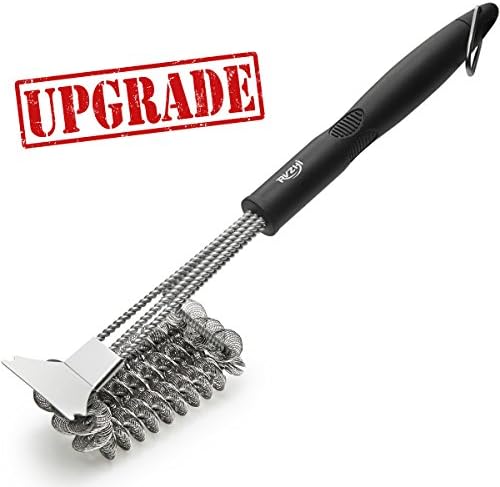 RVZHI Grill Brush with Integrated Cleaning Scraper,18 Inches 3 in 1 BBQ Grill Brush, Durable & Effective, Barbecue Grill Cleaning Brush Kit 360°Rotation Clean Safe & Perfect Barbecue Tool