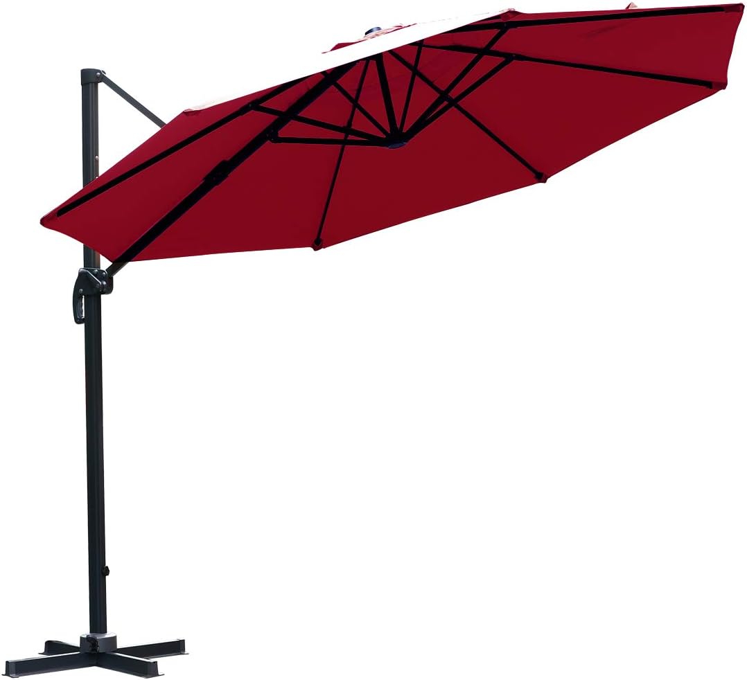 FARLAND 11 Ft Patio Umbrella Luxury 360° Rotate Offset