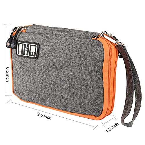 Electronics Accessories Organizer,Double Layer Waterproof Cable Organizer Bag,Multifunction Travel Gadget Bag Storage Cables, USB Flash Drive,iPad Mini and More - Thumbnail 5
