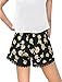 Allegra K Women's Elastic Waist Allover Floral Prints Daisy Shorts XL Black