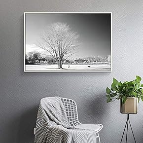Floating Framed Canvas Wall Art for Living Room, Bedroom Black and White Tree Art Canvas Prints for Home Decoration Ready to Hang - 16x24 inches