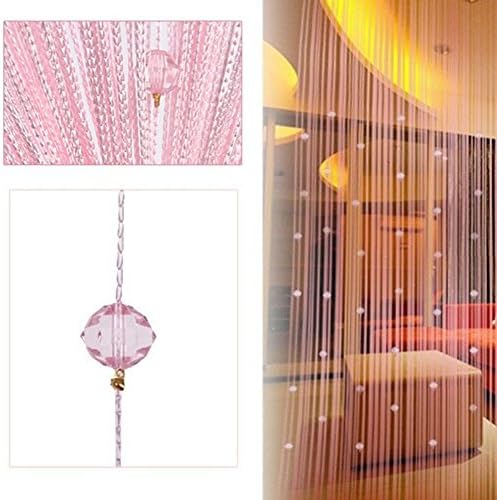 szlsl88 1 * 2m House Door Curtain Strings Crystal Bead Fringe Curtain String Romantic Living Room Bedroom Window Decor Drop(Pink)