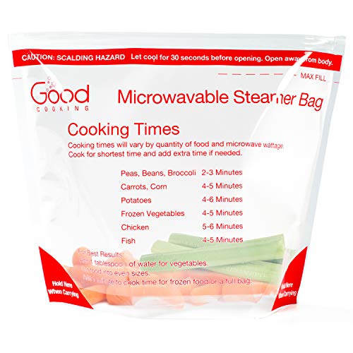 Microwave Food Steamer Bags- Set of 6 X-Large Reusable Microwavable Cooking Bags with up to 20 Uses Each