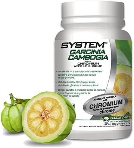SYSTEM 100% Pure Garcinia Cambogia Extract with Chromium - 1 Month Supply - All Natural Weight Loss Supplement - Effective Appetite Suppressant and Fat Burner - 60 Veggie Caps