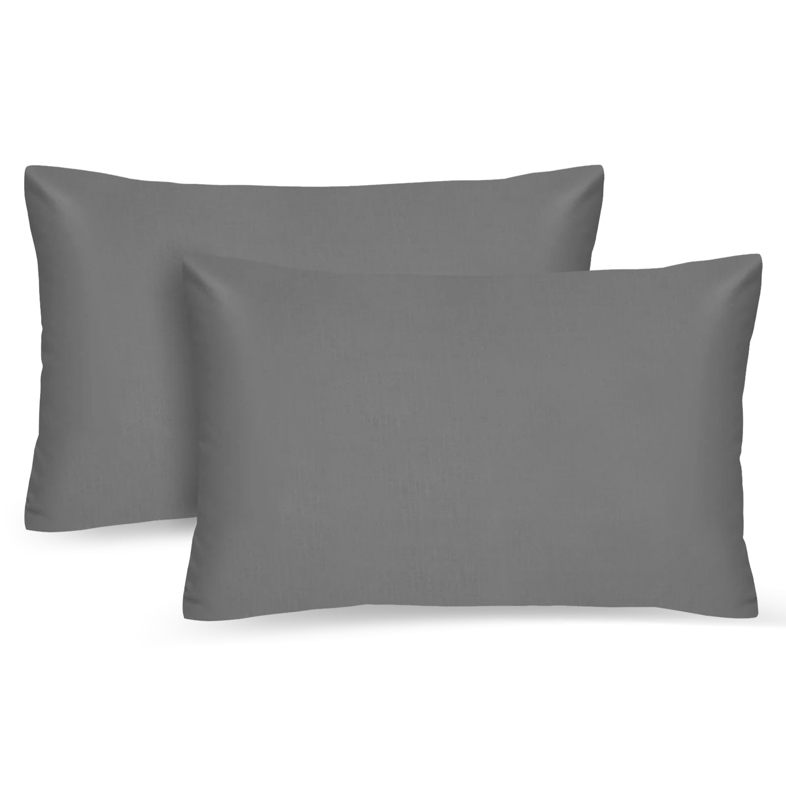 AUAUY 2 Pack Pillow Cases, 100% Brushed Microfiber Plain Pillowcases, Soft, Wrinkle, Stain-Resistant, Grey Standard Pillowcases with Envelope Closure, 50x75 cm