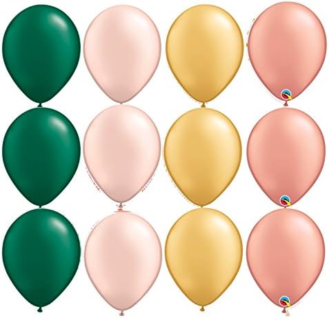 12 balloons NEW party GREEN PEACH GOLD ROSE GOLD vintage wedding colors DECOR bridal SHOWER wine