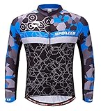 sponeed Bike Shirts Men Bicycle Jacket Long Sleeve Cycling Tops Quick Dry Uniforms Full Zip US M Blue Multi