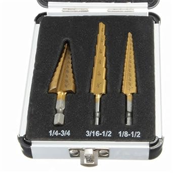 Generic G Excellent Quty 3pc Quick-change 1/4 inch Hex Shank larger Titanium Coated Step Drill Bit Set T