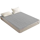 Zerodis Queen Size Mattress Topper Washable Breathable Slip Resistance Bed Pad Protector with Microfiber Filling Reusable for Home Hotel