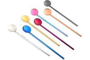 OFFIGAM Stainless Steel Straw Spoon Rose Gold Mixing and Drinking Spoon for Coffee Smoothies Cocktails