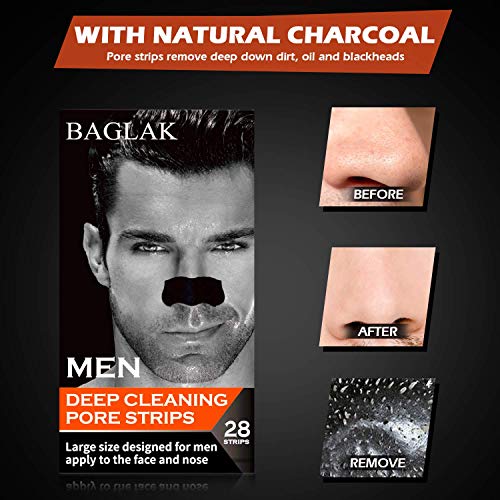 BAGLAK Blackhead Remover Pore Strips , 28 Men Charcoal Nose Strips for Blackhead Removal Oily Skin - Thumbnail 5