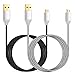 Micro USB Charger, Eversame 2-Pack 6Ft 1.8M Nylon Braided Micro USB Data Sync Charging Cable with Gold-Plated Connectors For Samsung Galaxy Note 4/S4, HTC One M9, LG V10, Nexus(Black White)