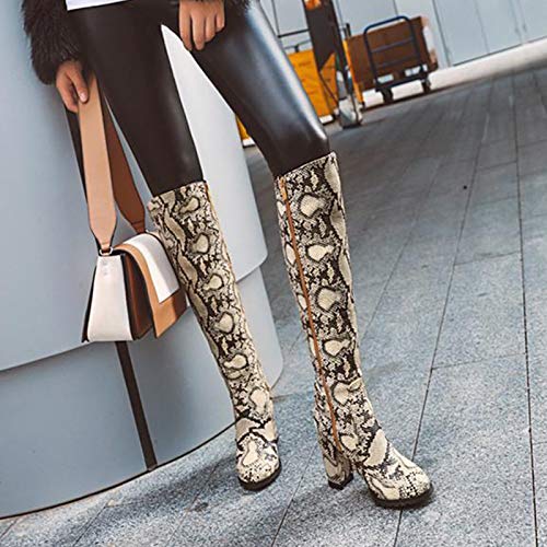 51QAWIuPWyL YHZQ 2020 Mujeres De Alto De Rodilla Botas, Patrón De La Serpiente De Cuero Tacones Altos Botas De Moda yellow-EU40 YHZQ 2020 Mujeres De Alto De Rodilla Botas, Patrón De La Serpiente De Cuero Tacones Altos Botas De Moda yellow-EU40 - Imagen 4
