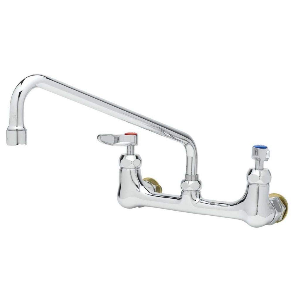 T&S Brass B0231CCCR Double Pantry Faucet, Wall Mount, 12" Swing