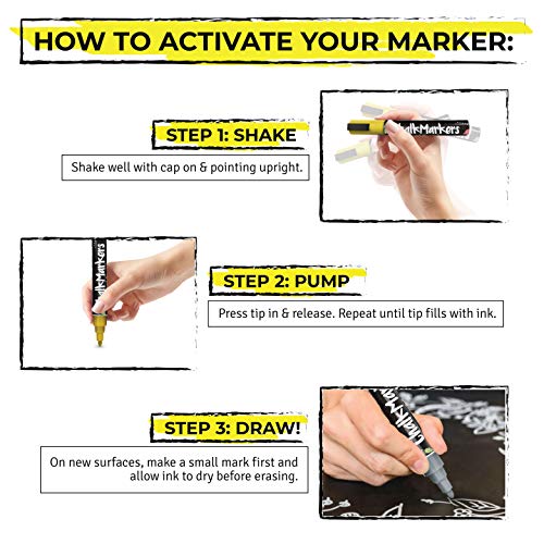 1mm Extra Fine Tip Chalk Markers (10 Pack) Neon Color Chalk pens Non