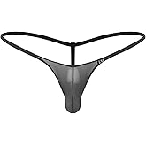 Vxuxlje Men's See Through Bulge Pouch T-Back G-String Mesh Sheer Low Rise Micro Thongs Tangas