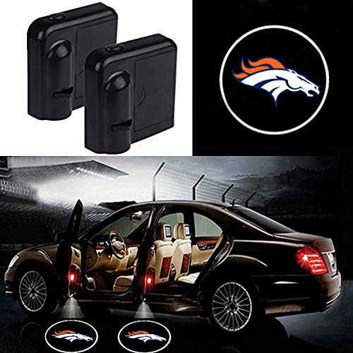 ZOORG NFL-American Football Car Door LED Lighting Entry Laser Ghost Shadow Projector Welcome Lamp 2-Piece (Denver Broncos)