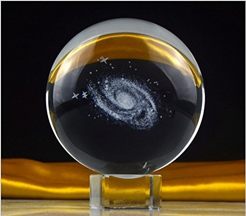 Waltz&F 60mm Galaxy Paperweight,Fengshui Crystal Ball Home Decoration,Full Sphere with Stand