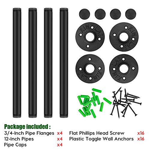 Acrux7 4Pack 12 Inch Wall Mount Clothing Rack Industrial Pipe Clothes
