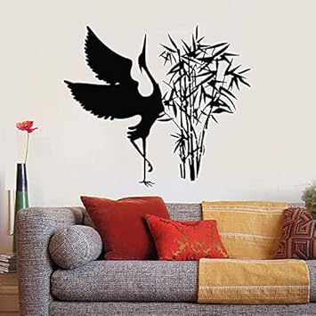 Jxcdnb Schone Storch Wandtattoo Orientalische Bambus Vogel Vinyl Fenster Aufkleber Wohnzimmer Kinderzimmer Home Dekoration Kreative Tapete 50 4x57 6cm Amazon De Kuche Haushalt