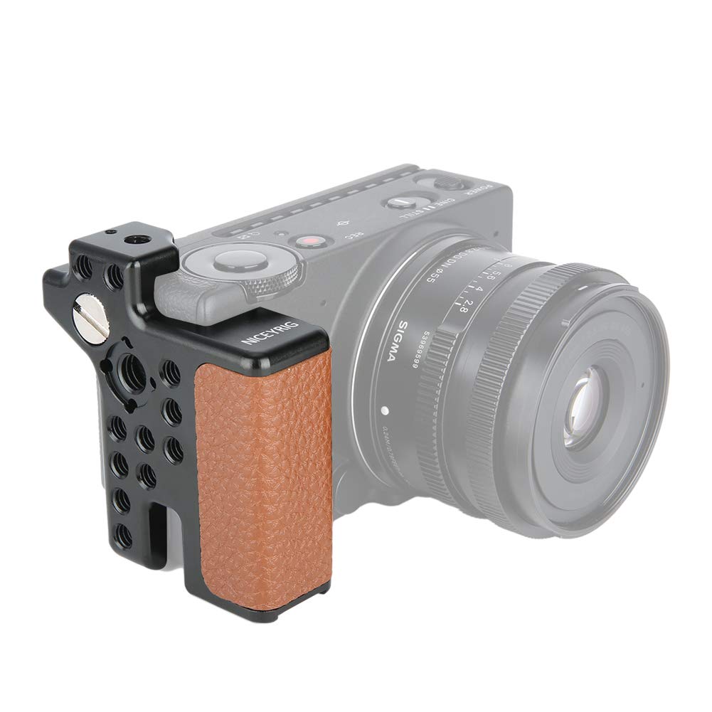 NICEYRIG Side Handle Leather Non-slip Grip for SIGMA FP/FPL Camera, with 1/4’’ ARRI 3/8” Threaded Holes