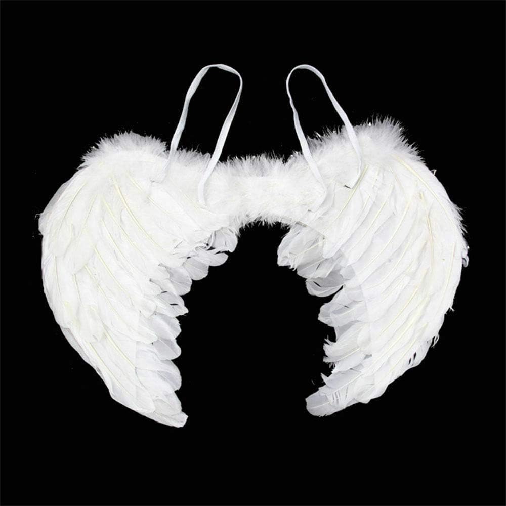Lizzy Black Feather Wings + Halo Headband, White - Image 5