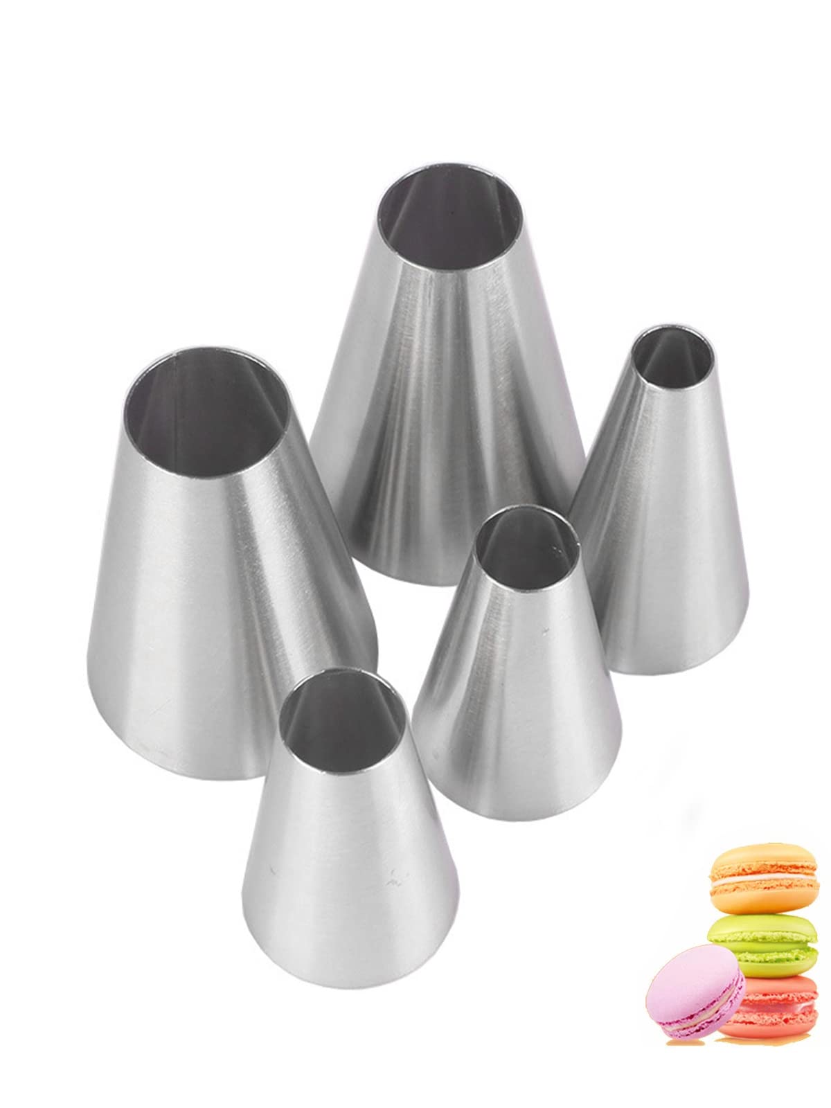 Large Round Piping Nozzles,Piping Nozzle Set for Macarons,Round Frosting Tips Cream Icing Nozzles for Cupcakes Cookies Cake Baking Supplies,5 Pcs