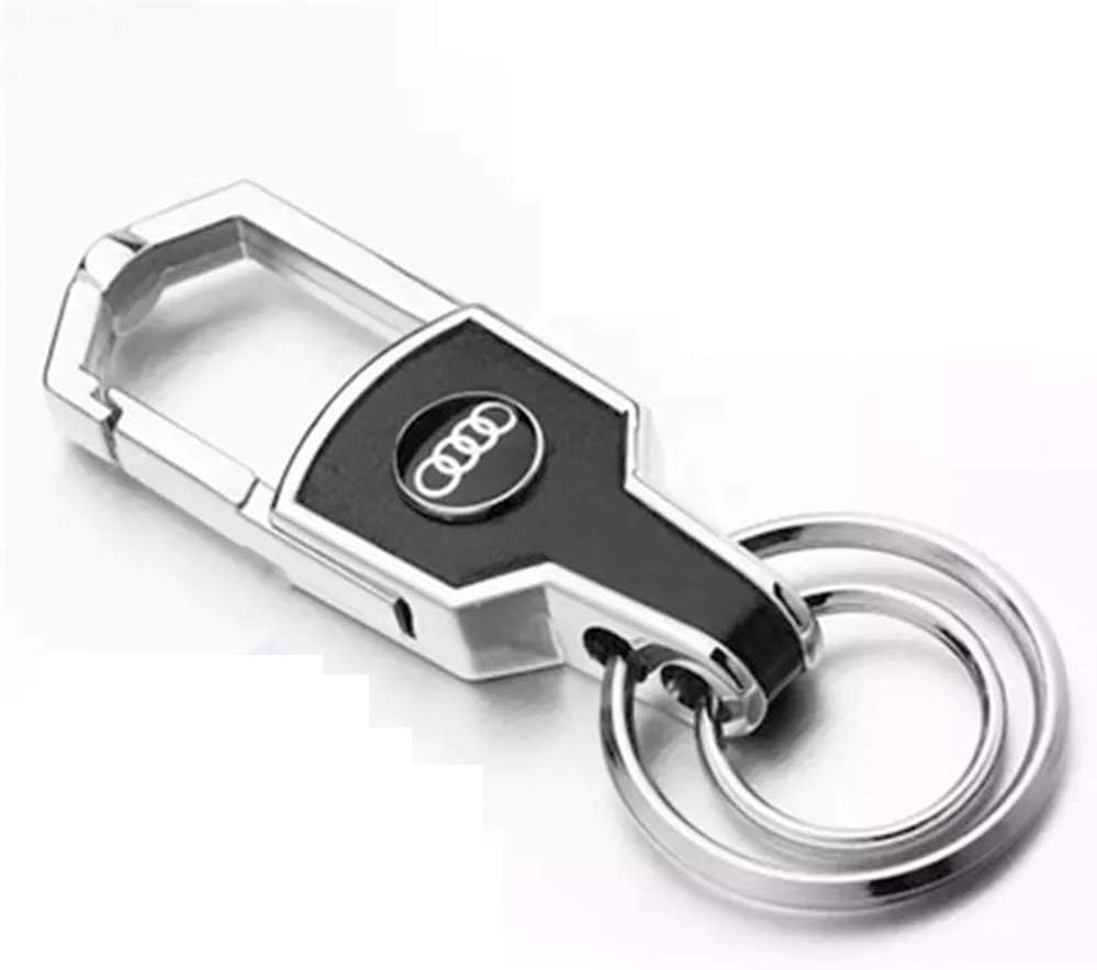 Duoles Genuine Leather Car Logo Keychain for Audi Key Ring Accessories