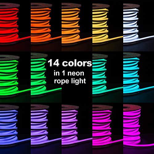 shine decor Led RGB Neon Lights, RGB Rope Lights, Update Waterproof 5050 60Leds/M, 150ft, 110V, Included All Necessary Accessories, Multi Color Changing + Remote Controller Flex Durable Super Bright