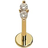 Cords Club Stars Align Flat Back Stud Gold Plated – Single Gold Plated Titanium Earring, Push Pin Design for Sensitive Ears — (Single Earring)