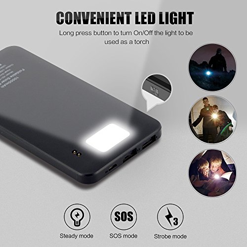 Solar Charger, X-DRAGON 10000mAh Detachable Solar Power Bank with 4 Solar Panels Dual USB Port Waterproof Foldable Portable Battery Pack with LED light for iPhone, ipad, Samsung, Outdoor Camping
