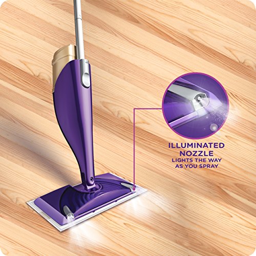 Swiffer WetJet Wood Floor Mopping and Cleaning Starter Kit, All Purpose Floor Cleaning Products, 1 Mop, 10 Pads, Cleaning Solution, Batteries