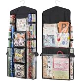 EOLIMEX Christmas Wrapping Paper Organizer Storage, Hanging Gift Bag Storage Organizer, Double-Sided Wrapping Paper Holder Storage - Black