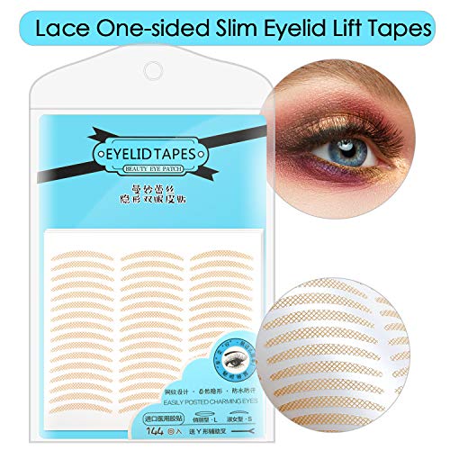 3D Lace Eye Lids Lift Stickers, Natural Invisible Slim One-sided Double Eyelid Tapes, Medical Fibre, Instantly Eyelids Lift Without Surgery, Perfect for Uneven/Single/Droopy/Hooded/Sagging Eyelids