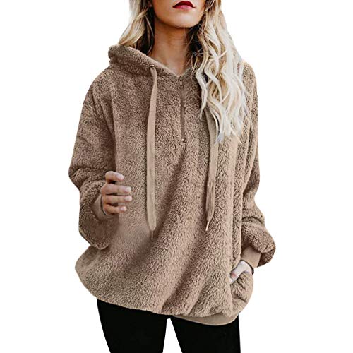 Womens Fashion Oversize Fluffy Fleece Sweatshirt Pullover Outwear