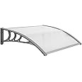 VINGLI Window Awning Door Canopy Exterior, 30" x 40" Awnings for Doors Polycarbonate Cover Patio Door Awning Rain Snow Sunlight Protection Hollow Sheet (Clear Board & Grey Bracket)