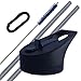 The Coldest Water Wide Mouth - fits only 32 oz, 64 oz Sports Straw Cap Flip Top Lid Wide Flask Mouth Size Stainless Steel Water Bottles, and Two Straws, Brush, caribiner (Black)
