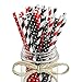 100 Piece - Black, White and Red Paper Drinking Straws - Stripes and Polka Dots - Party Decorations Perfect for Kids 1st Birthday Parties, Cocktails, Ladybug Party Supplies - Haute Soiree