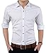 YTD Mens 100% Cotton Casual Slim Fit Long Sleeve Button Down Printed Dress Shirts US M White