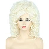 Topcosplay Women Wigs Platinum Blonde Curly Beehive Bouffant 60s Wigs Halloween Costume Wig