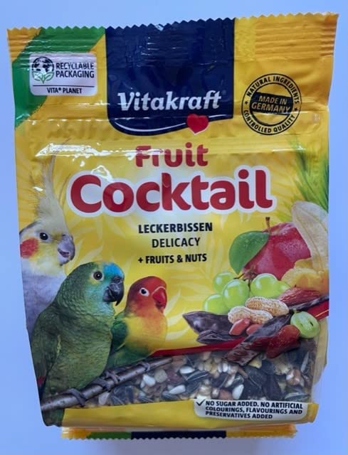 Vitakraft Fruit Cocktail With Fruits & Nuts 250g (Single Packet) - For Parrots and Parakeets