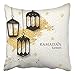 Emvency Throw Pillow Covers Ramadan Kareem Paper Cut Arabic Lamps Festive Ramadan Greetings Design Decor Pillowcases Polyester 20 X 20 Inch Square Hidden Zipper Home Cushion Decorative Pillowcase