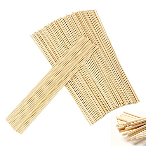 200 Pieces Round Wooden Sticks 300mm x 3mm for Candy Floss Natural Bamboo Sticks for Crafts and DIY