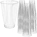Glitter Disposable Cups | 14 oz. 50 Pack | Clear Plastic Cups | Silver Glitter Plastic Party Cups | Disposable Plastic Wine Glasses for Parties | Plastic Cocktail Glasses | Wedding Holiday Tumblers