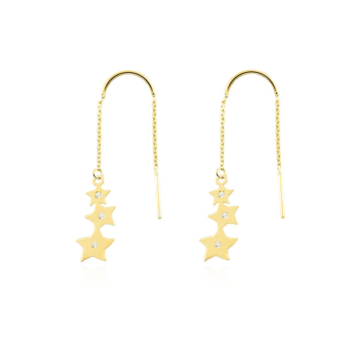Mondepetit - 9ct Yellow Gold Star Cubic Zirconias Earrings shine