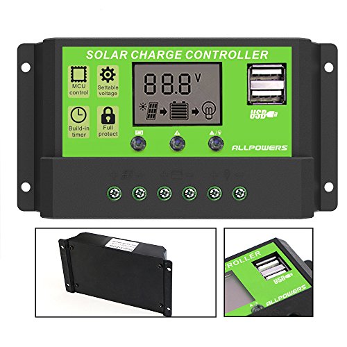 Allpowers dual usb 20a solar charge controller 12v/24v …