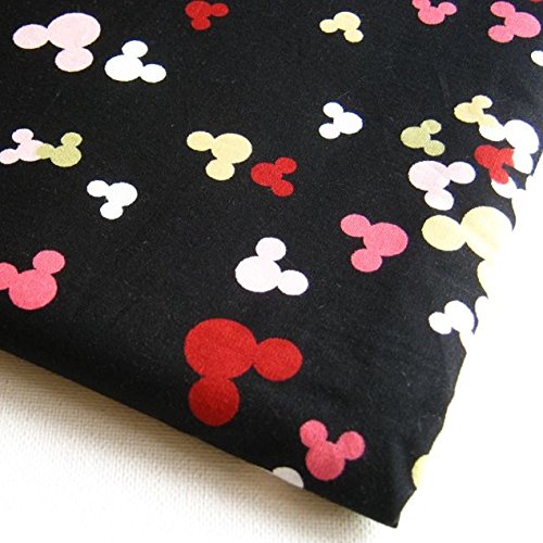 Mickey Fabric Mouse Minnie Mouse Shadow Dot Style on Black Fabrics 36 by 36-Inch Wide (1 Yard) (CT200)