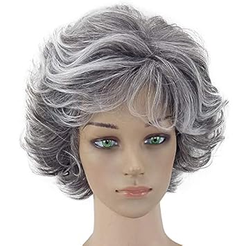 Amazon Com Short Gray Wigs For White Women Slightly Curly Wavy
