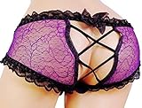 SISSY pouch panties men's silky lace bikini girlie briefs underwear sexy for men (S, purple)